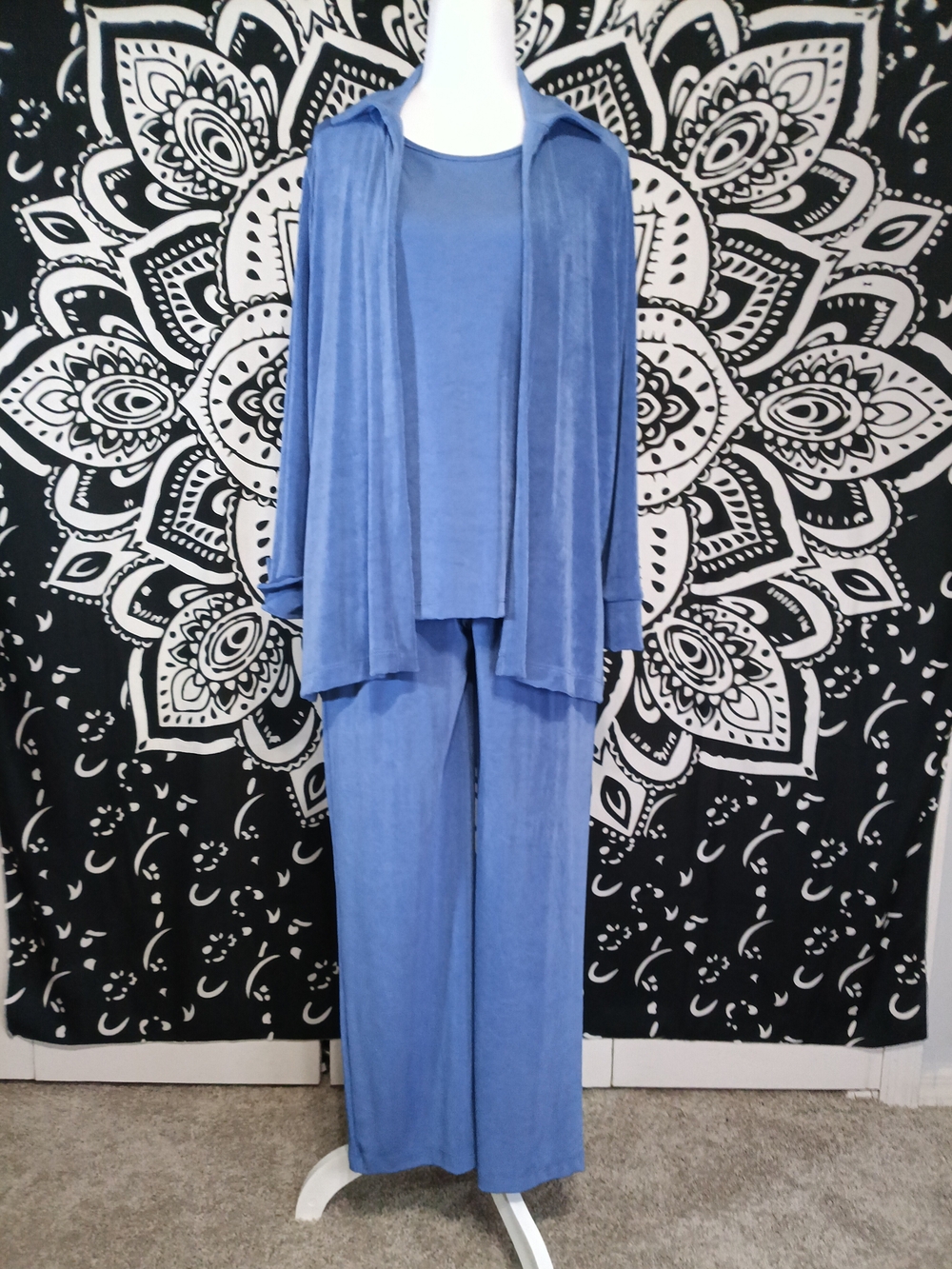 Coldwater Creek Blue Blouse with Ivory Label